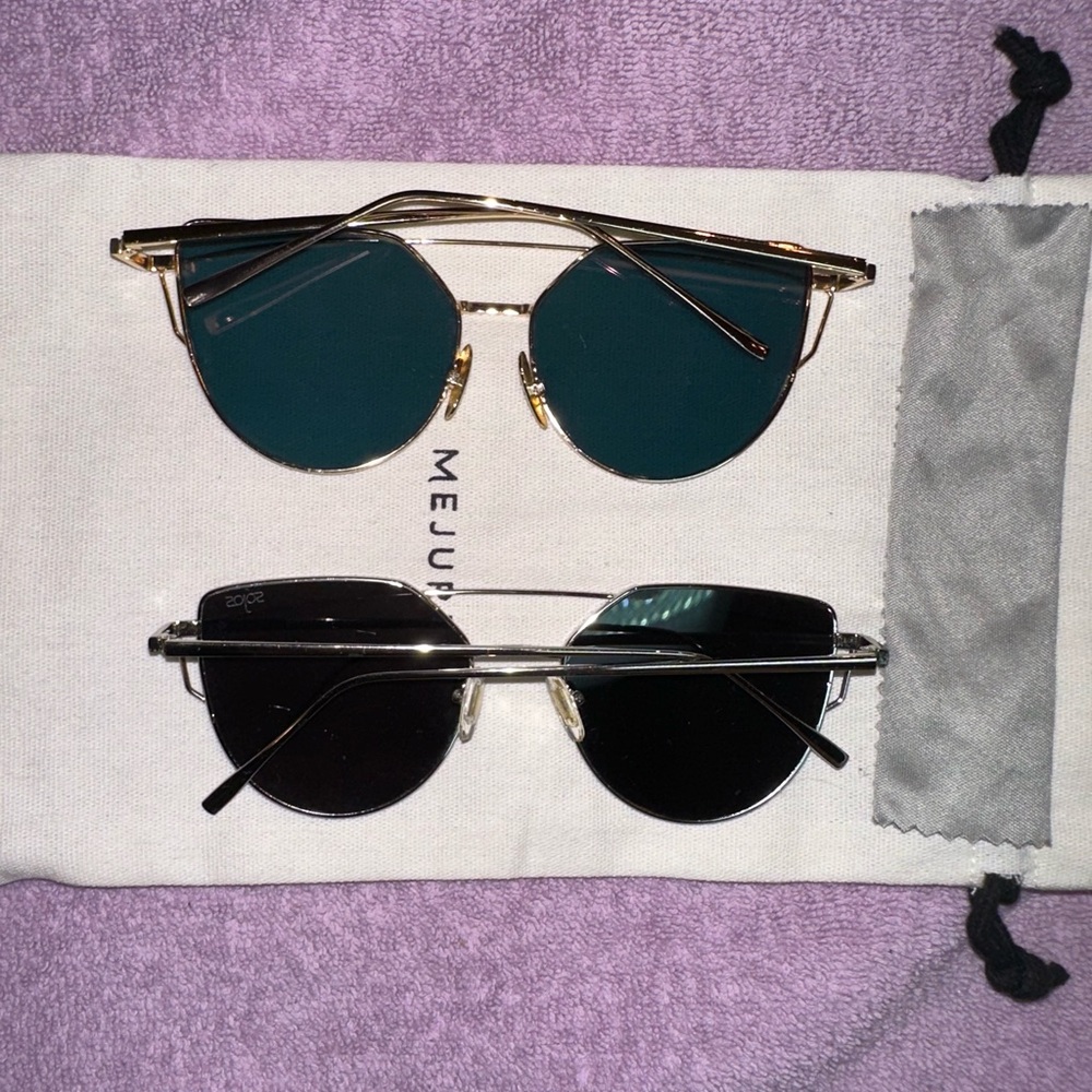 Silver Frame Sunglasses and Pink-Tinted Sunglasses